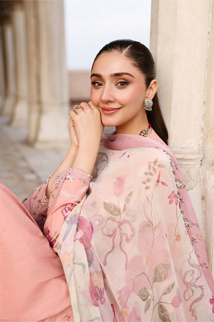 Cross Stitch - Lawn Dusky Rose Unstitch Suit For Women - 3 Piece