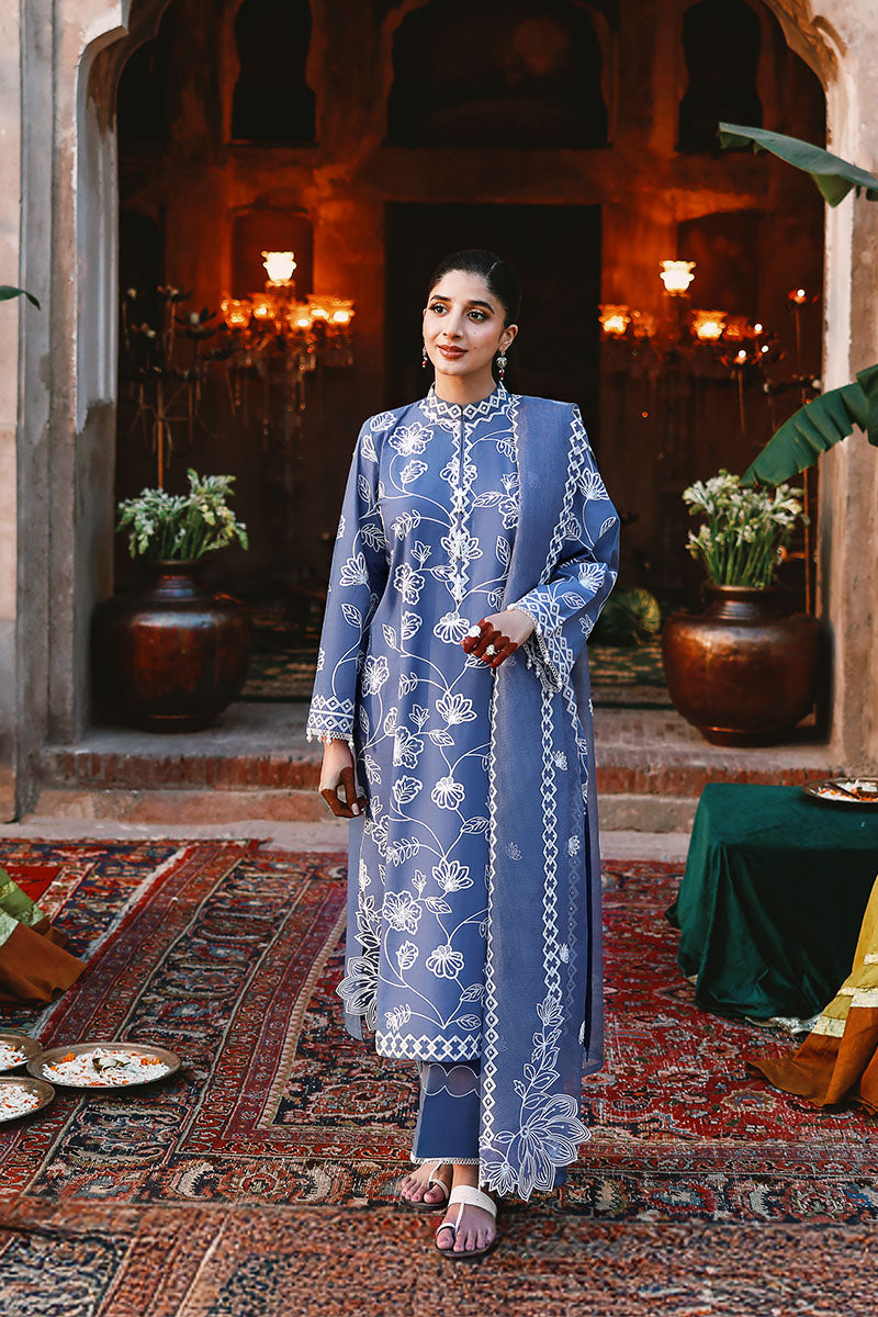 Cross Stitch - Lawn Ethnic Blue Unstitch Suit For Women - 3 Piece