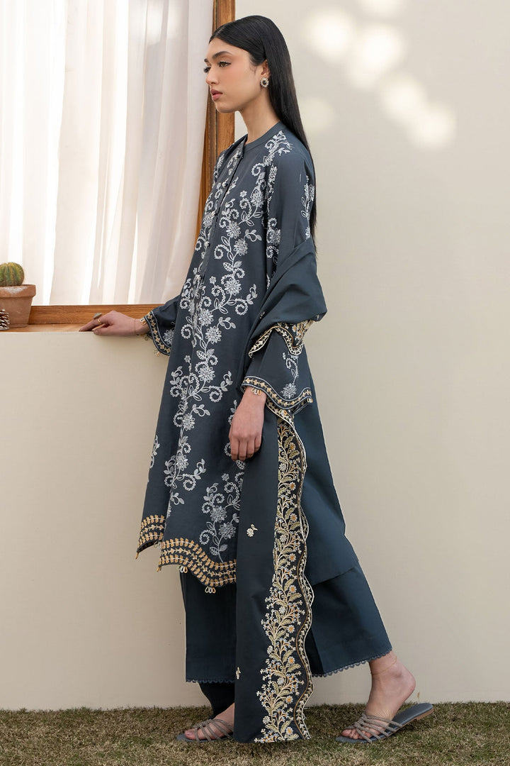 Cross Stitch - Lawn Ombre Blue Unstitch Suit For Women - 3 Piece