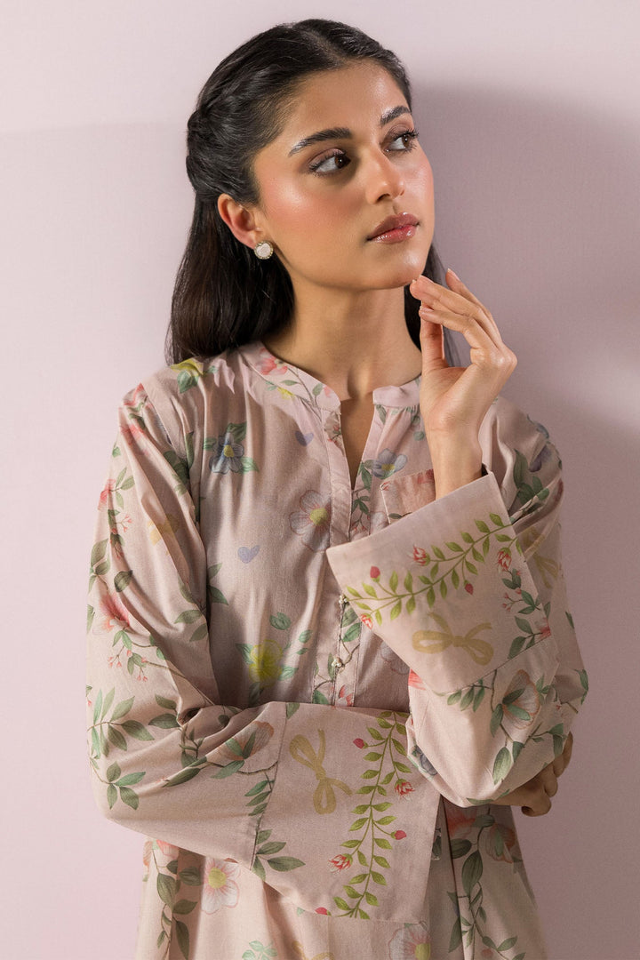 Cross Stitch - Lawn Palm Haze Printed Shirt For Women - Peach - 1 Piece
