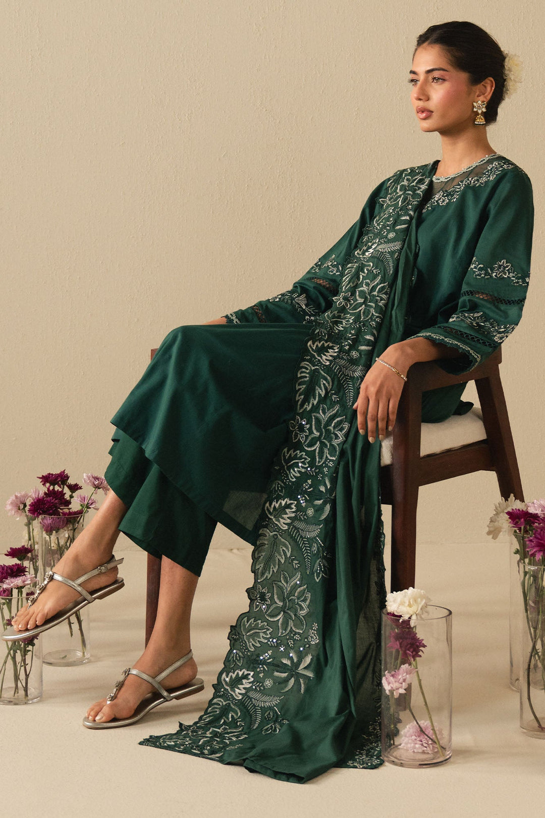 Cross Stitch - Lawn Pine Crest Suit For Women - Green - 2 Piece