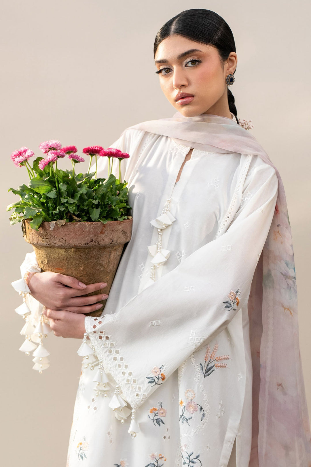 Cross Stitch - Lawn Pristine Ivory Unstitch Suit For Women - 3 Piece