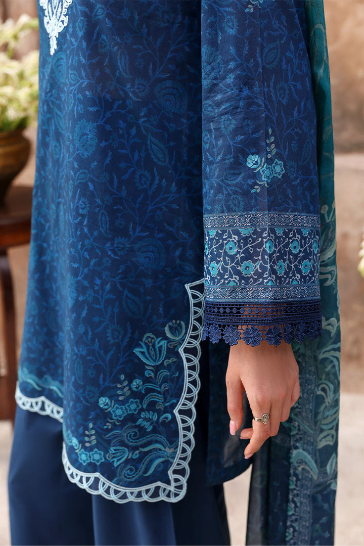 Cross Stitch - Lawn Prussian Waves Unstitch Suit For Women - 3 Piece