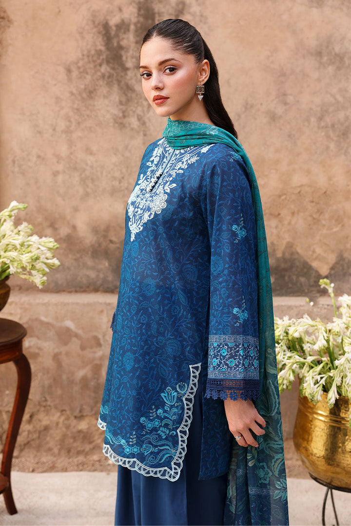 Cross Stitch - Lawn Prussian Waves Unstitch Suit For Women - 3 Piece