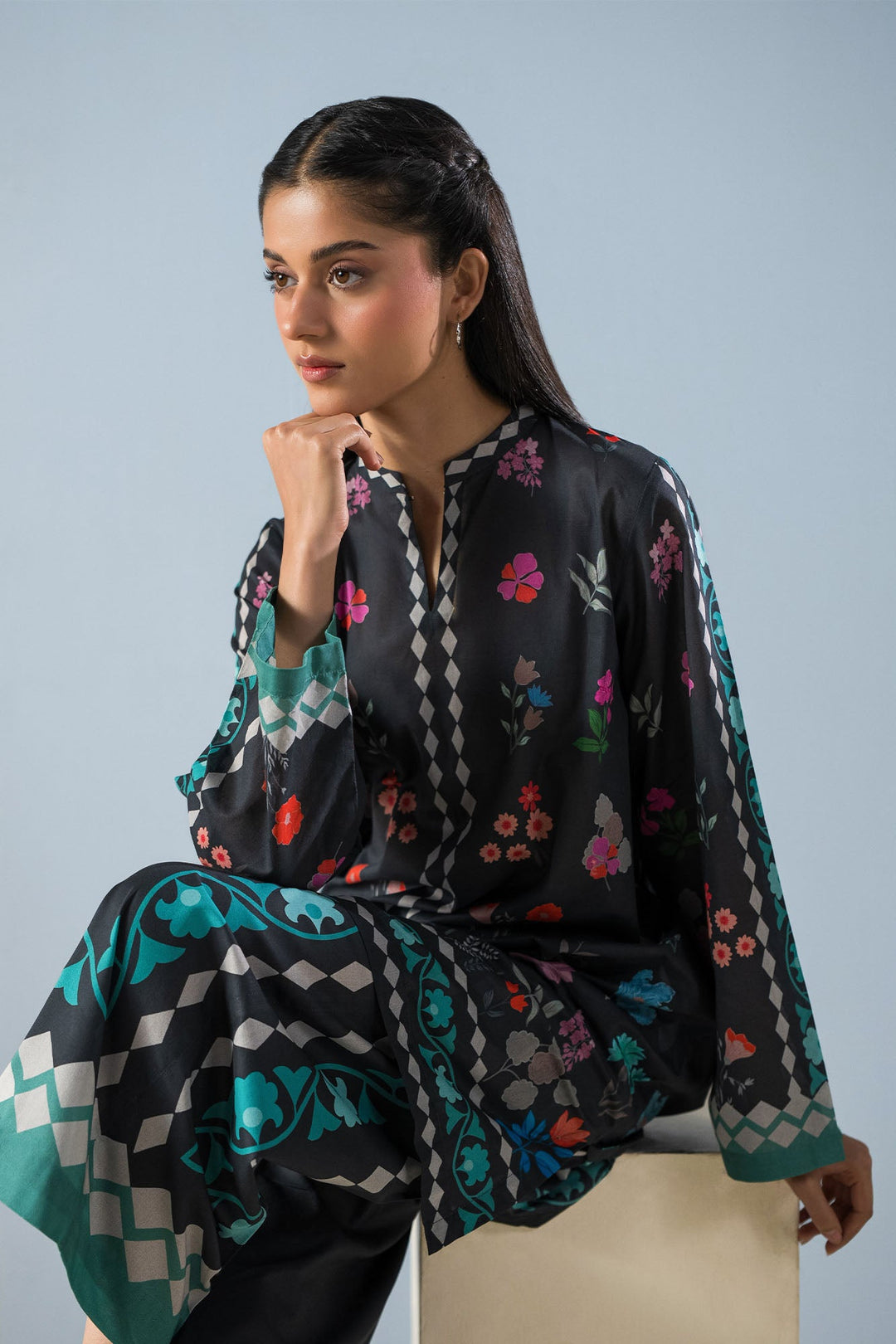 Cross Stitch - Lawn Sable Grace Suit For Women - Black - 2 Piece