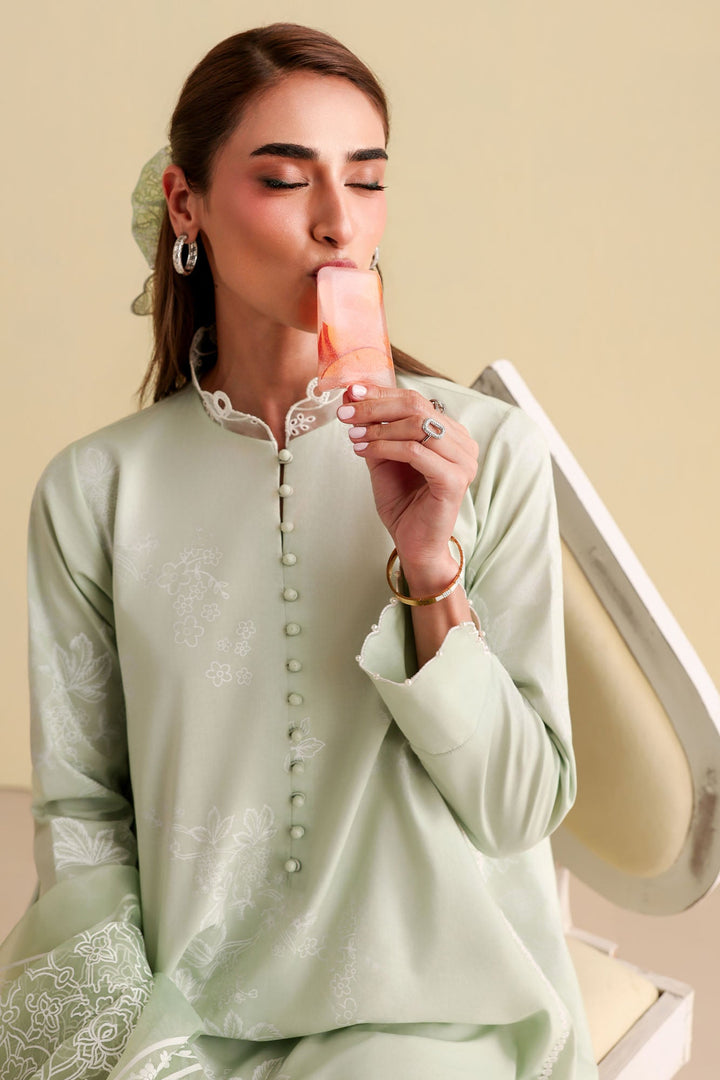 Cross Stitch - Light Jade Printed Lawn Unstitch Suit For Women - 3 Piece