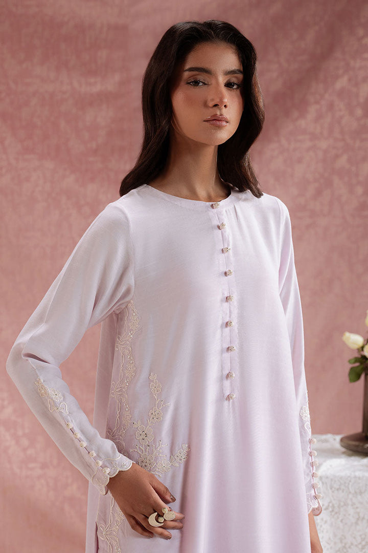 Cross Stitch - Lilac Mist Raw Silk Suit For Women - Purple - 2 Piece