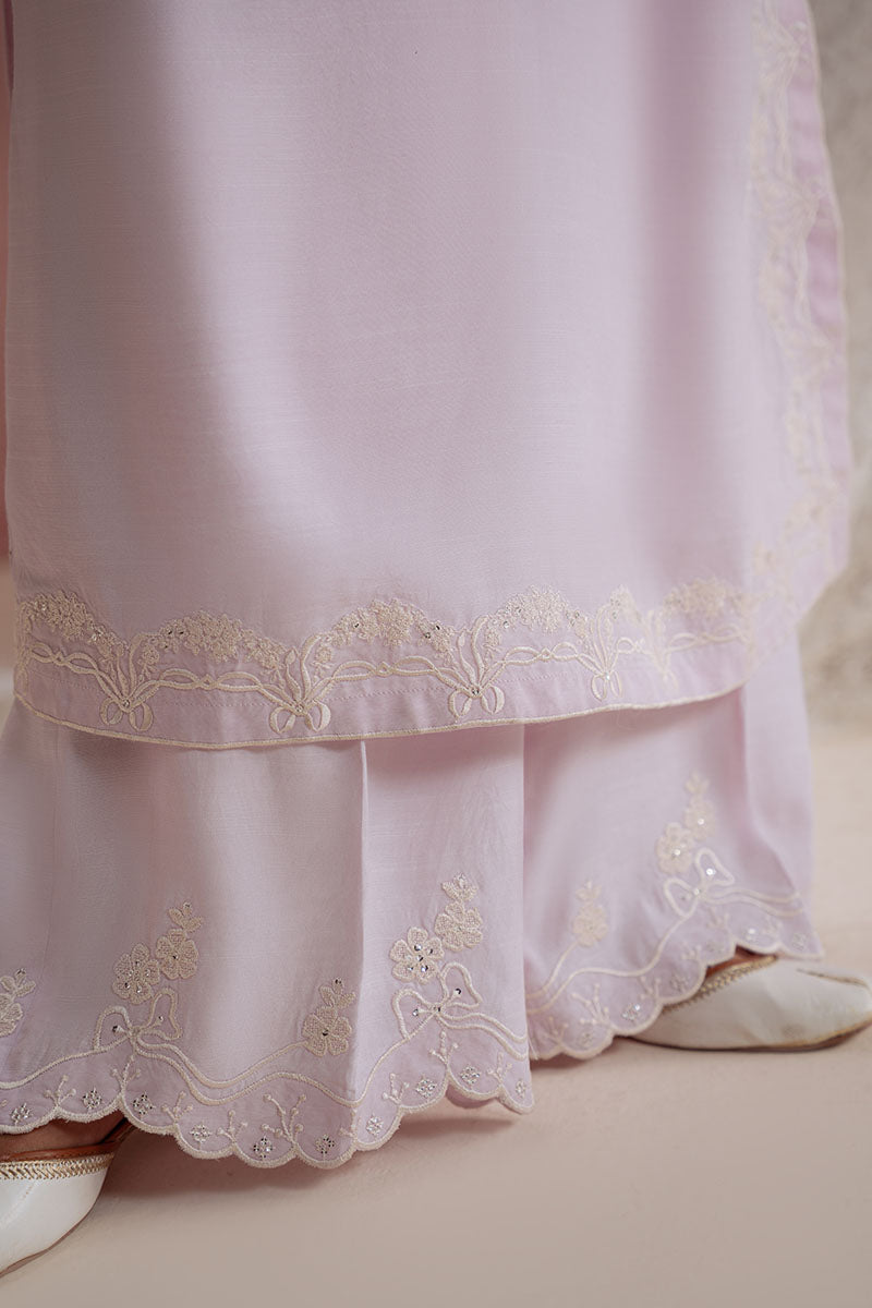 Cross Stitch - Lilac Mist Raw Silk Suit For Women - Purple - 2 Piece