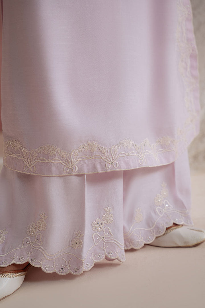Cross Stitch - Lilac Mist Raw Silk Suit For Women - Purple - 2 Piece