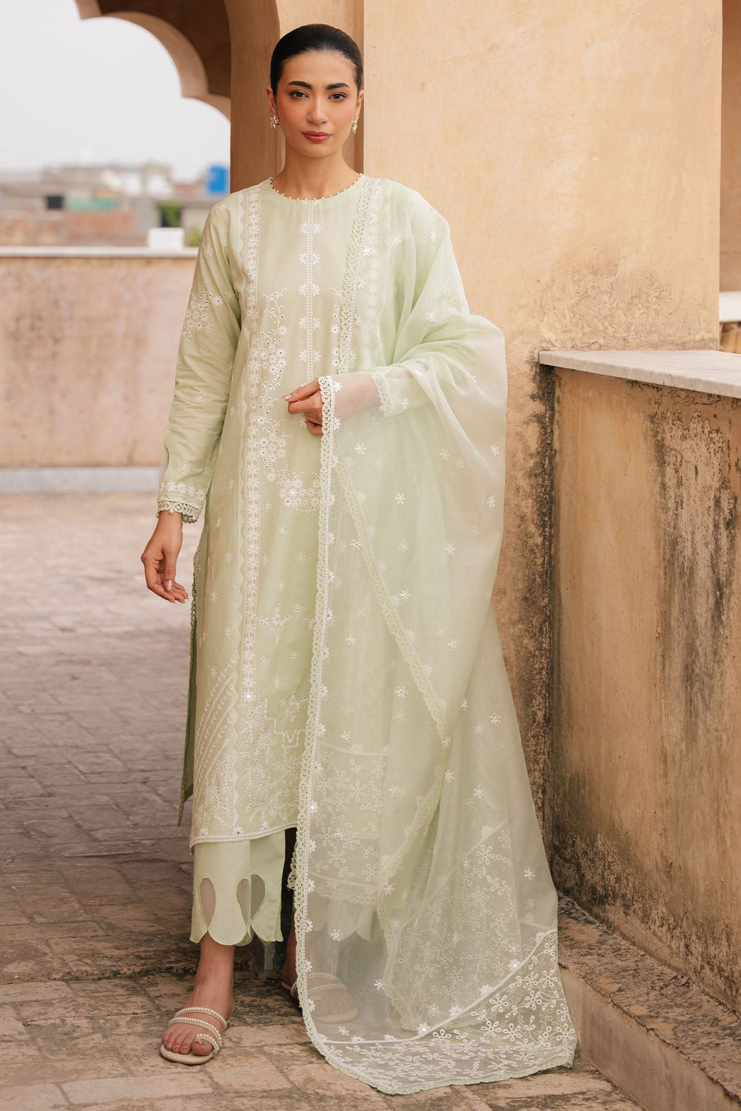 Cross Stitch - Lumiere Meadow Lawn Suit For Women - 3 Piece