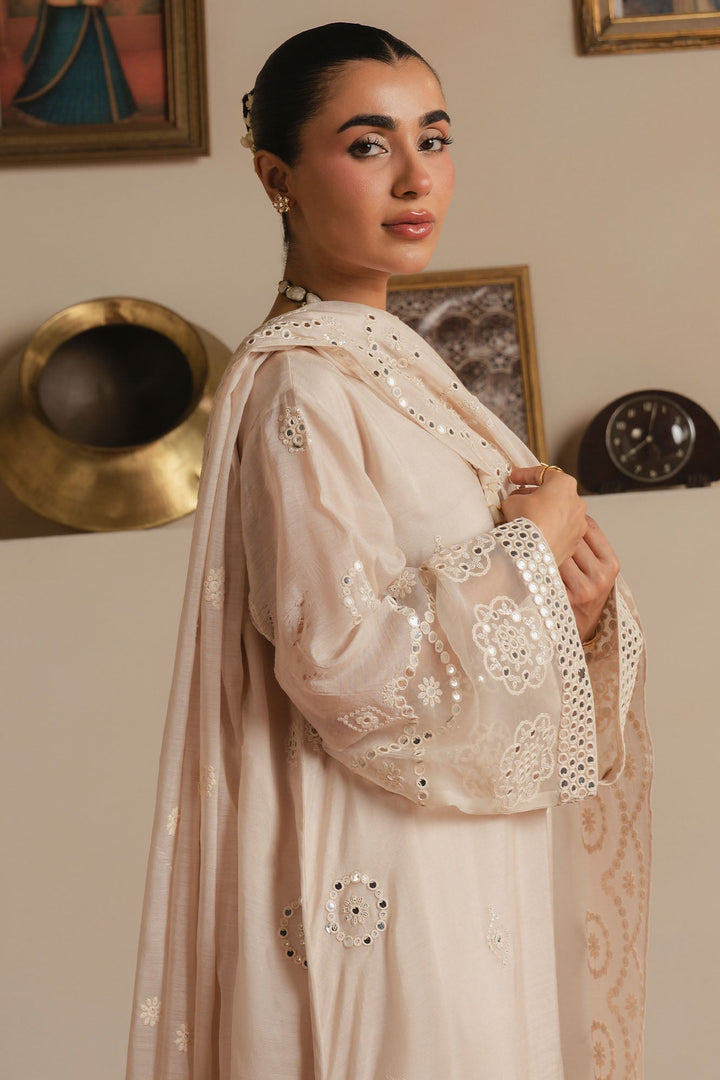 Cross Stitch - Lunar Frost Silk Suit For Women - Offwhite - 3 Piece