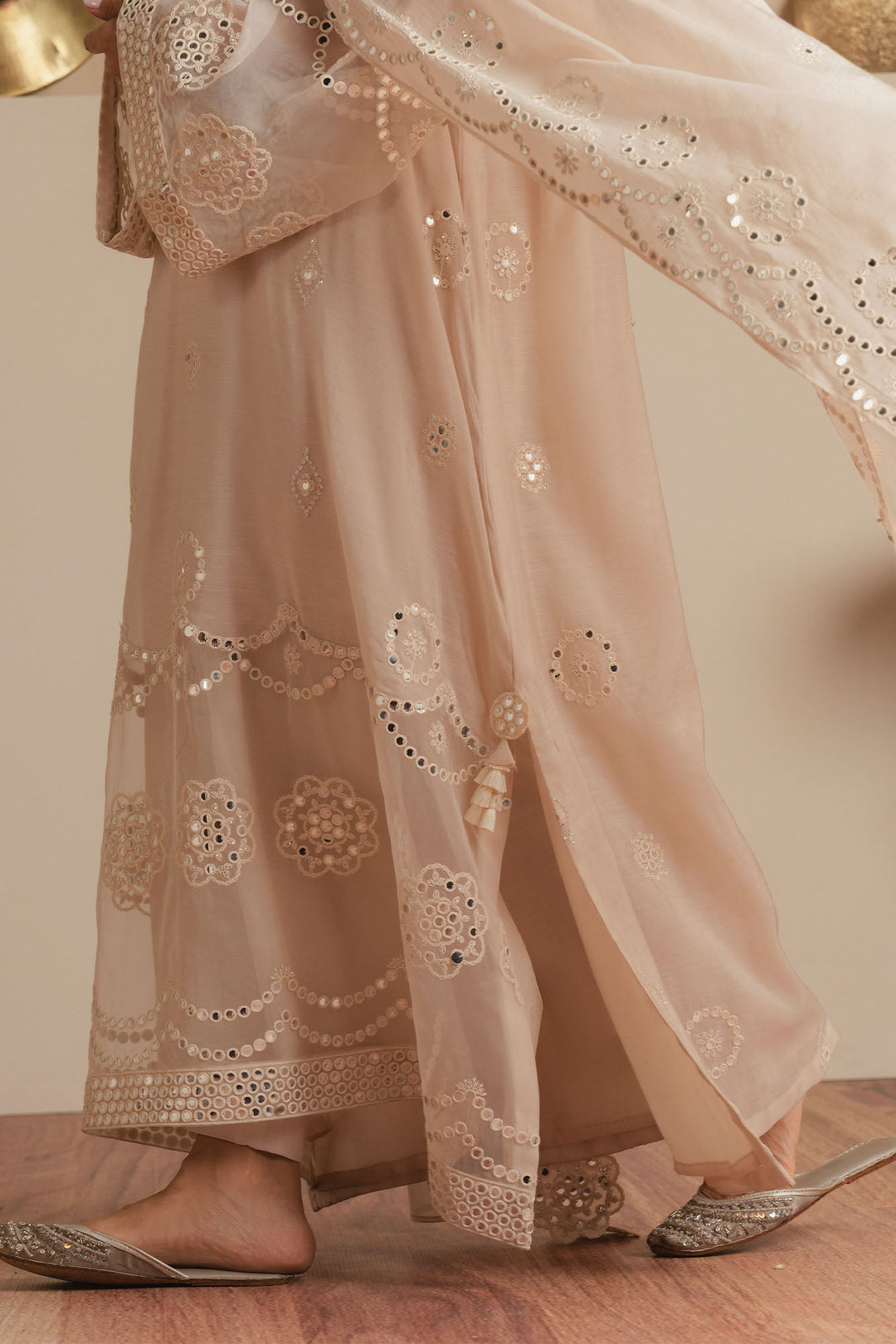 Cross Stitch - Lunar Frost Silk Suit For Women - Offwhite - 3 Piece