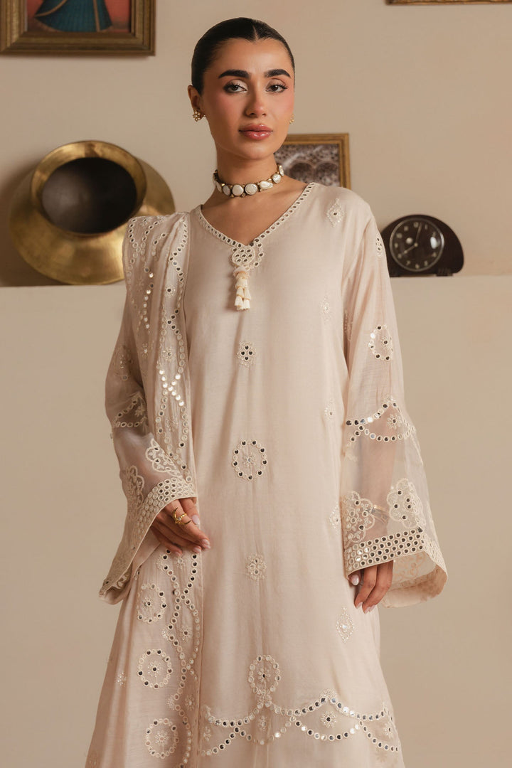 Cross Stitch - Lunar Frost Silk Suit For Women - Offwhite - 3 Piece