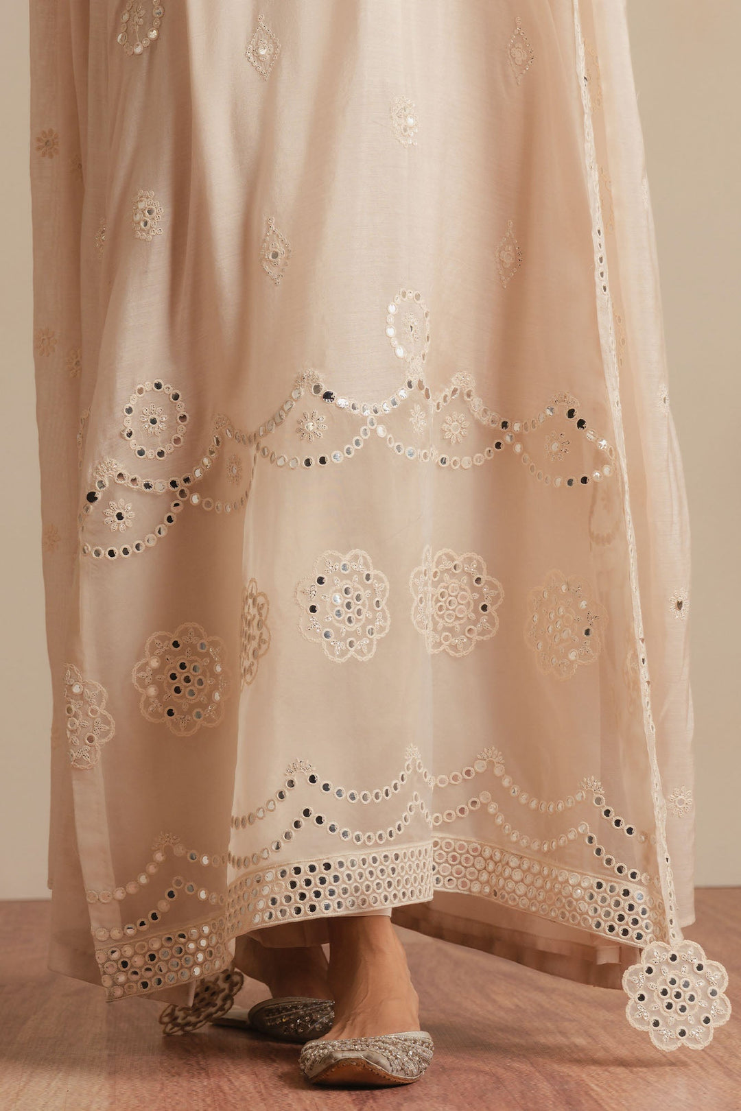 Cross Stitch - Lunar Frost Silk Suit For Women - Offwhite - 3 Piece