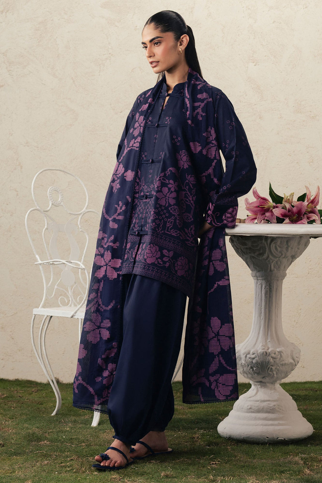 Cross Stitch MAGENTA MUSE Unstitched Blue 3 Piece
