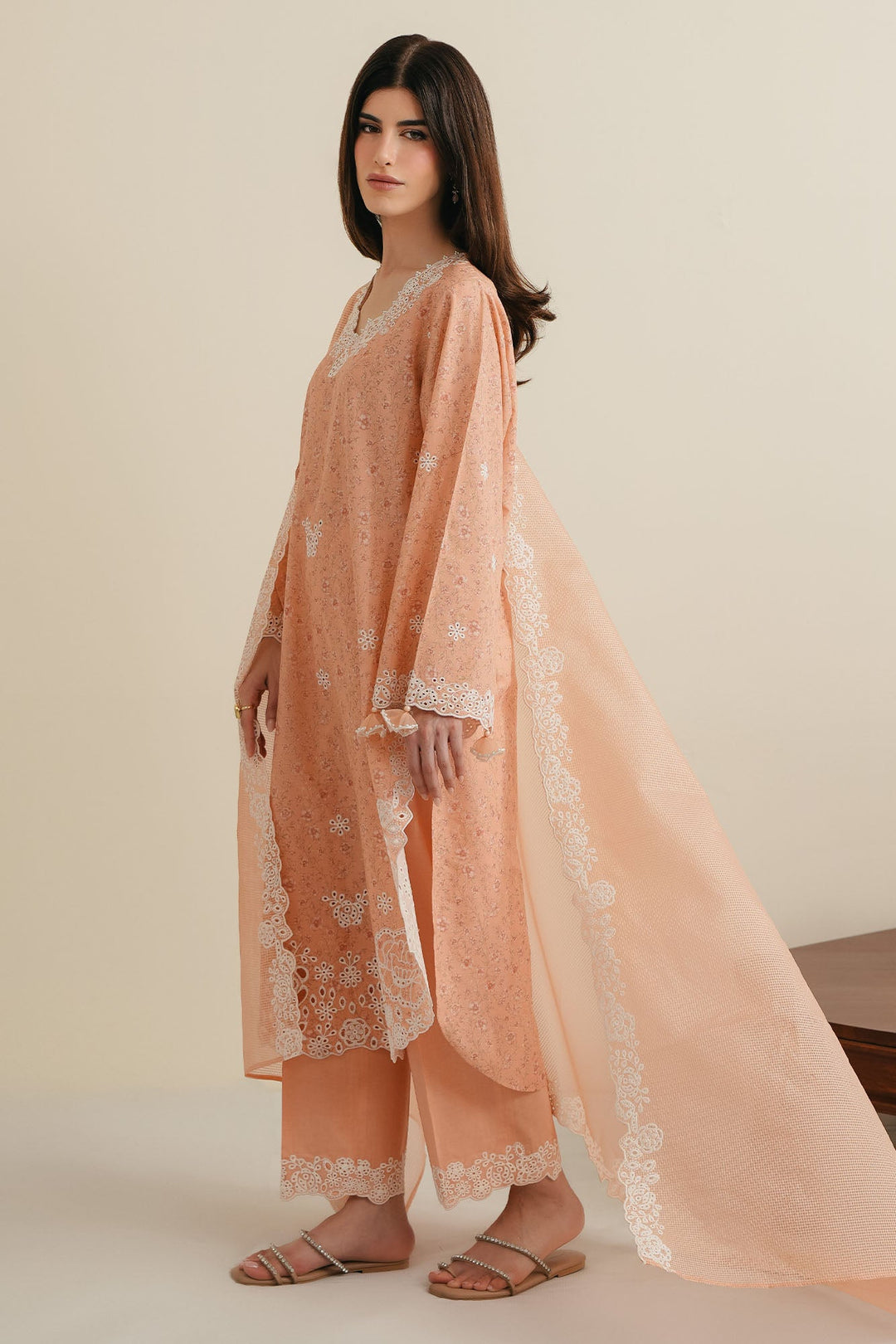 Cross Stitch - Meadow Bloom Lawn Digital Suit For Women - 3 Piece