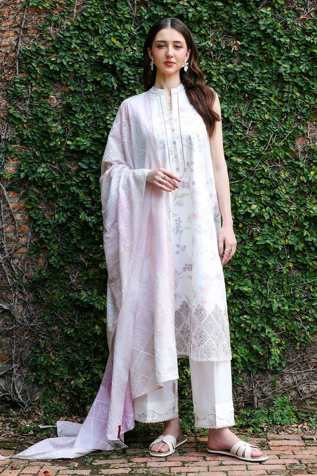 Cross Stitch - Meadow Dream Lawn Unstitch Suit For Women - 3 Piece