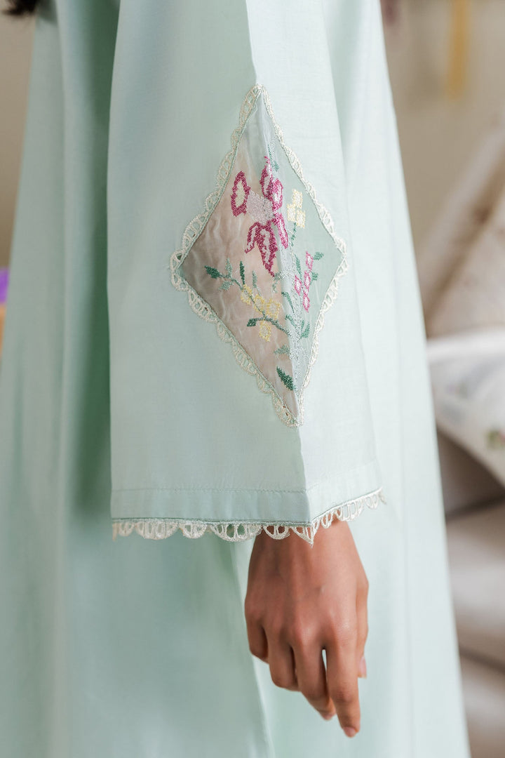 Cross Stitch - Mint Breeze Cambric Suit For Women - Green - 2 Piece