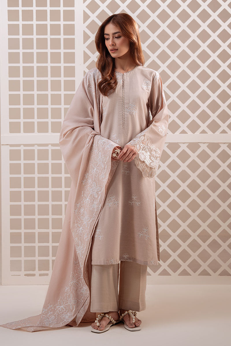 Cross Stitch - Mocha Veil Lawn Suit For Women - Beige - 2 Piece