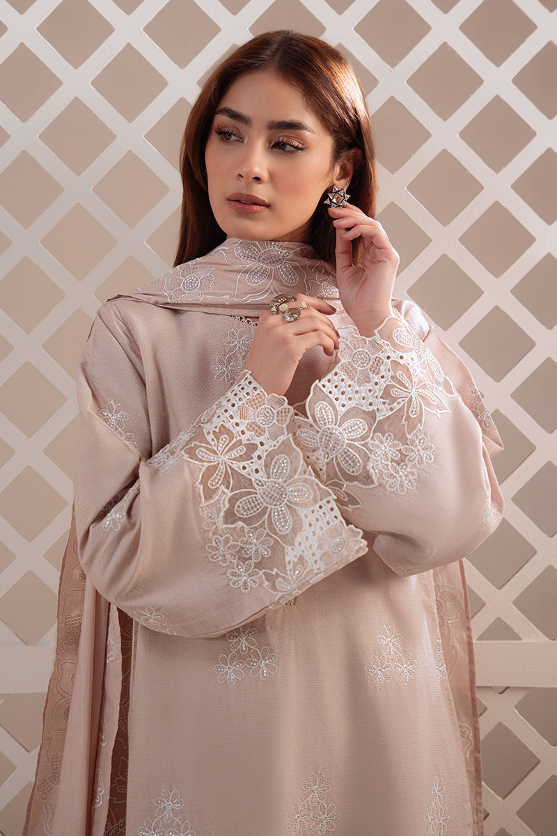 Cross Stitch - Mocha Veil Lawn Suit For Women - Beige - 2 Piece