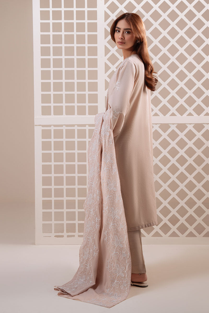 Cross Stitch - Mocha Veil Lawn Suit For Women - Beige - 2 Piece