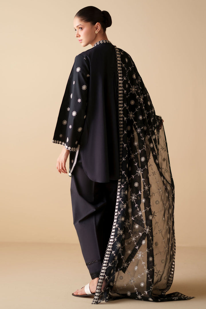 Cross Stitch - Moonlit Noir Cambric Suit For Women - Black - 2 Piece