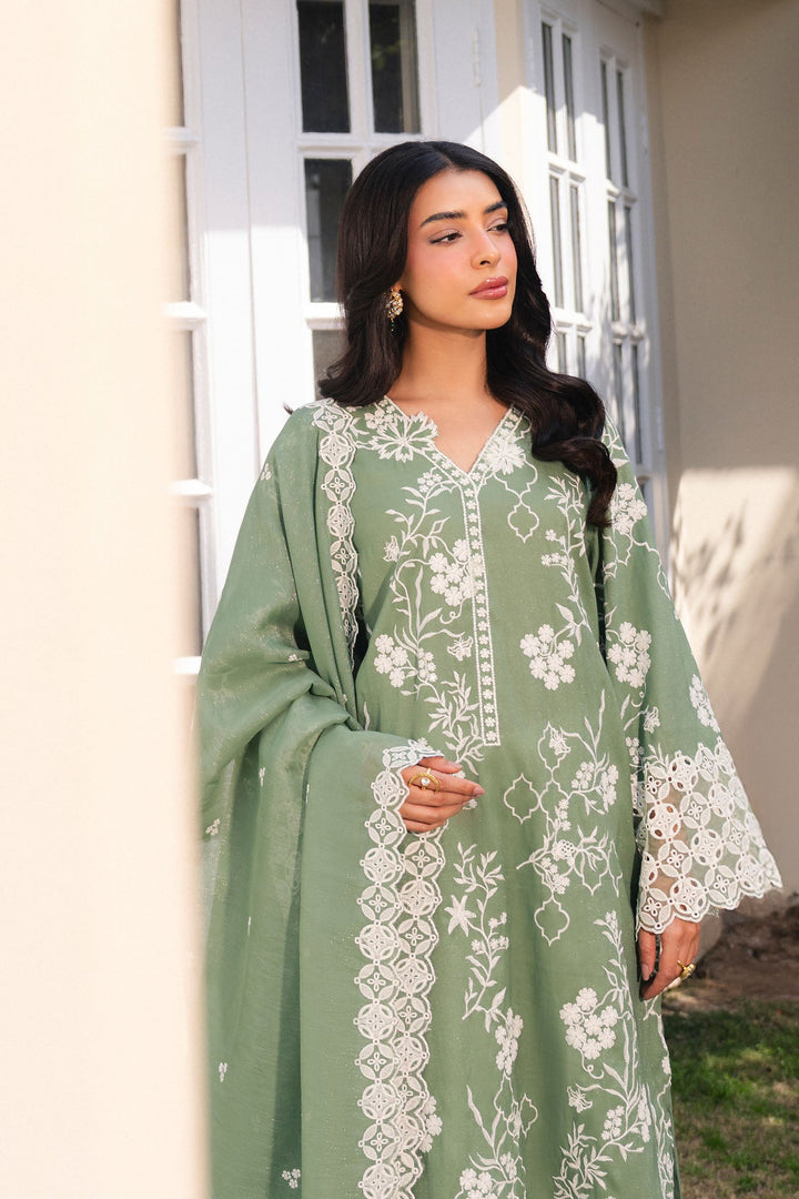 Cross Stitch - Moss Luxe Net Suit For Women - Green - 2 Piece