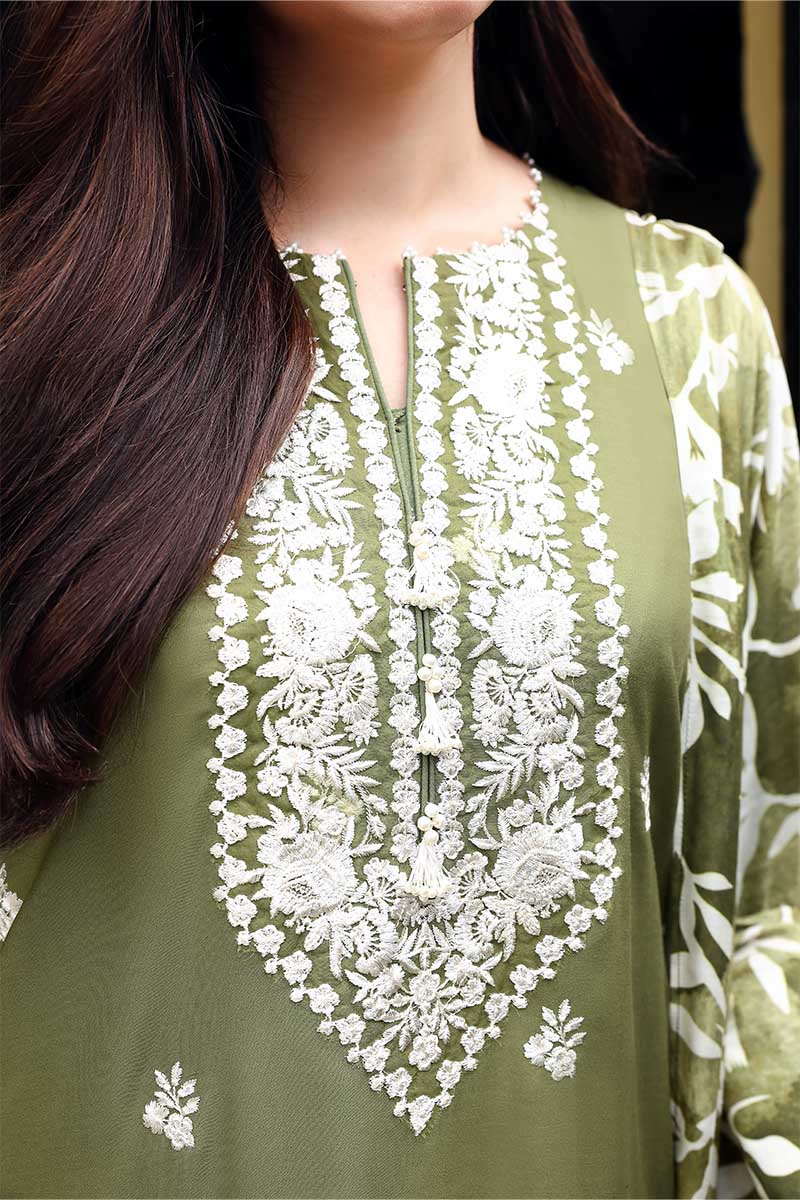 Cross Stitch - Moss Reverie - Linen Embroidered Suit - 3 Piece - Unstitch