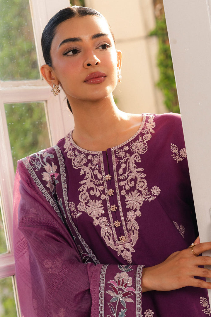 Cross Stitch - Mulberry Cambric Suit For Women - Purple - 2 Piece