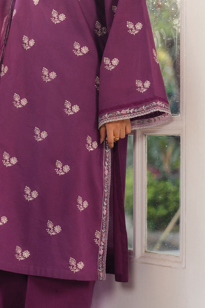 Cross Stitch - Mulberry Cambric Suit For Women - Purple - 2 Piece