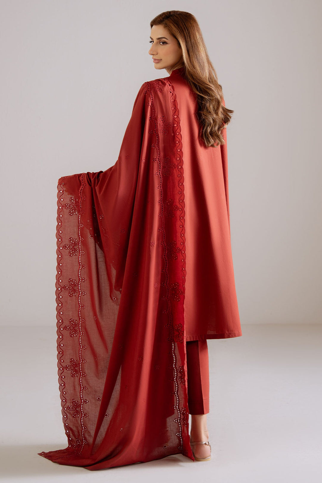 Cross Stitch - Mulberry Lace Cambric Suit For Women - Red - 3 Piece