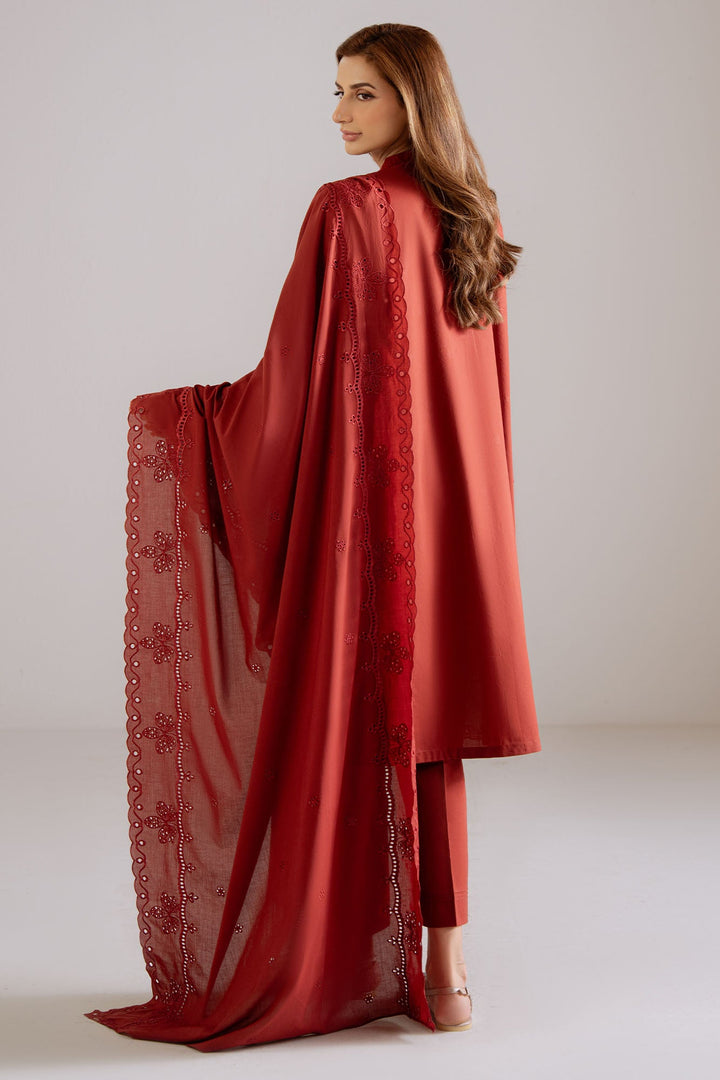 Cross Stitch - Mulberry Lace Cambric Suit For Women - Red - 3 Piece