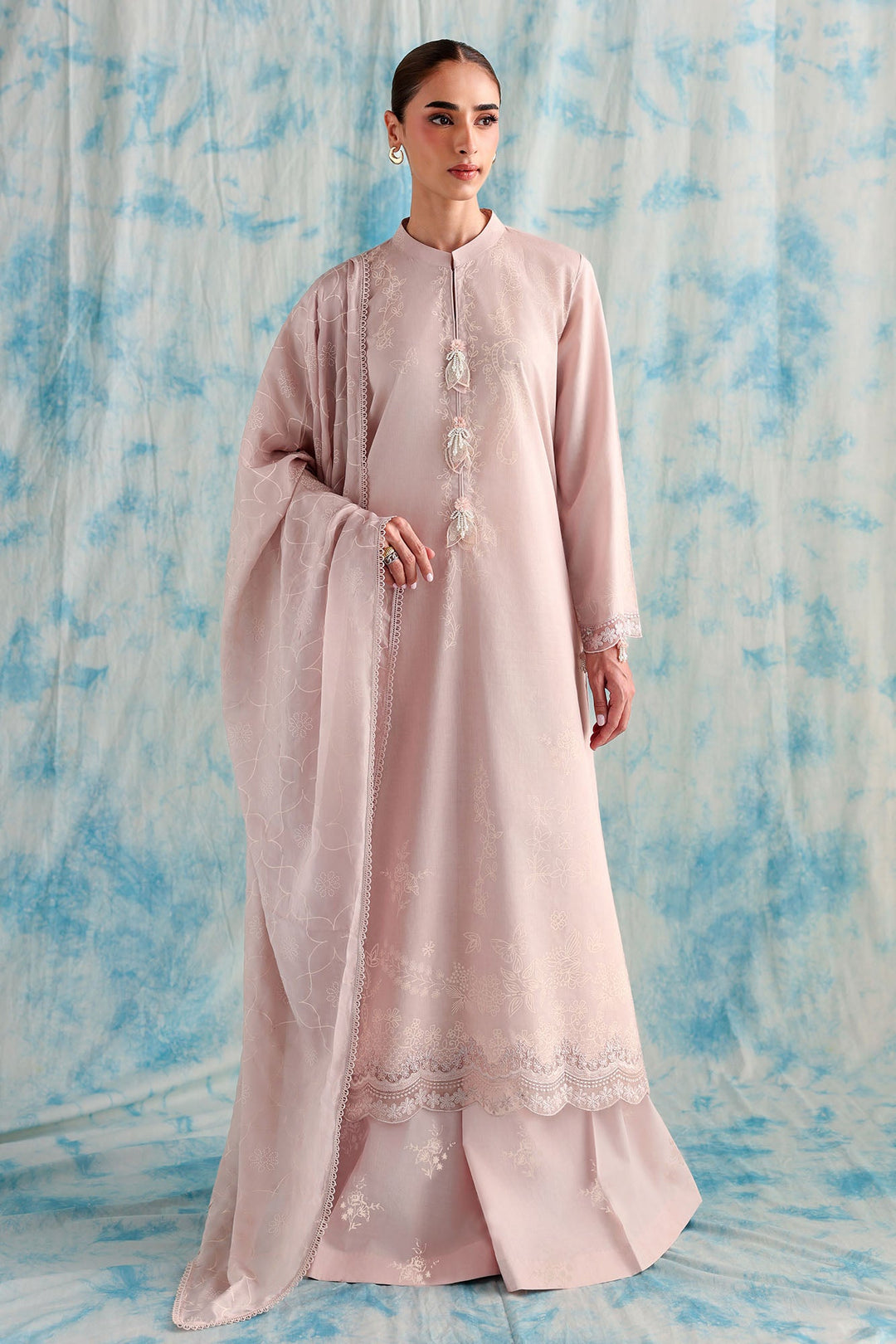 Cross Stitch - Muted Mauve Printed Lawn Unstitch Suit For Women - 3 Piece