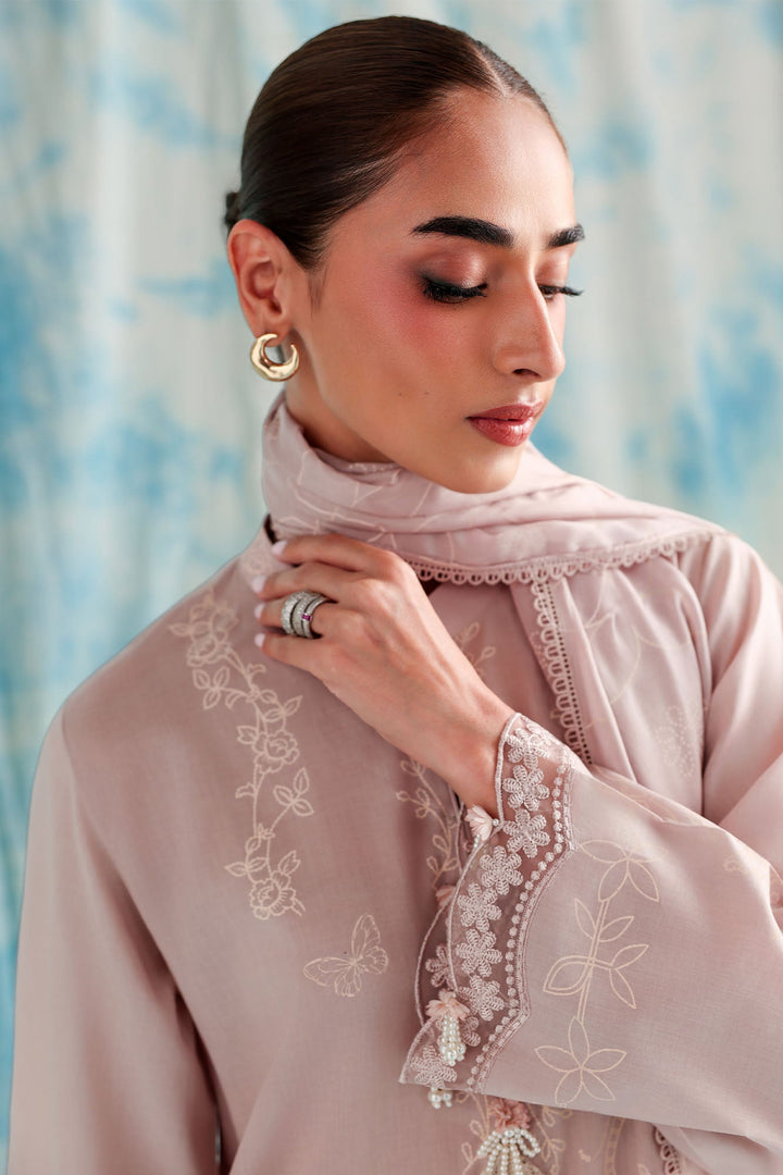 Cross Stitch - Muted Mauve Printed Lawn Unstitch Suit For Women - 3 Piece
