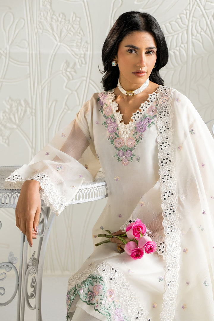 Cross Stitch - Net Blooming White Suit For Women - White - 2 Piece