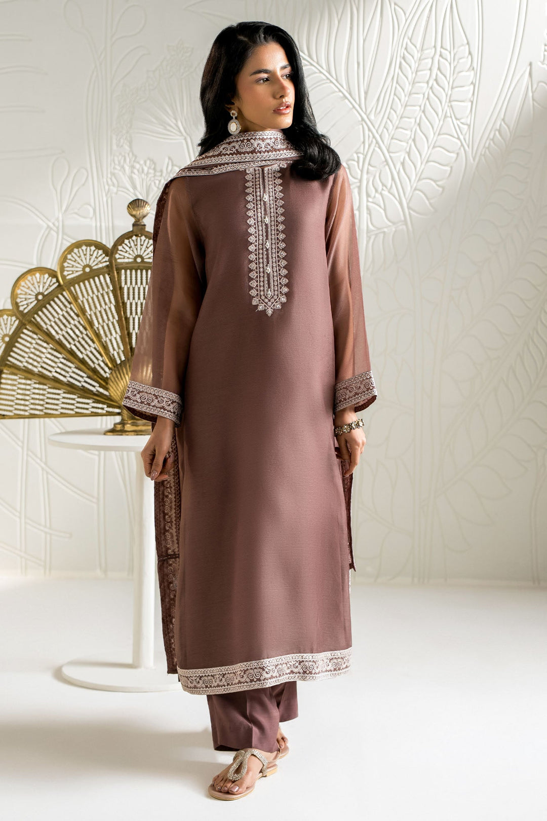 Cross Stitch - Net Mulberry Mist Suit For Women - Brown - 2 Piece