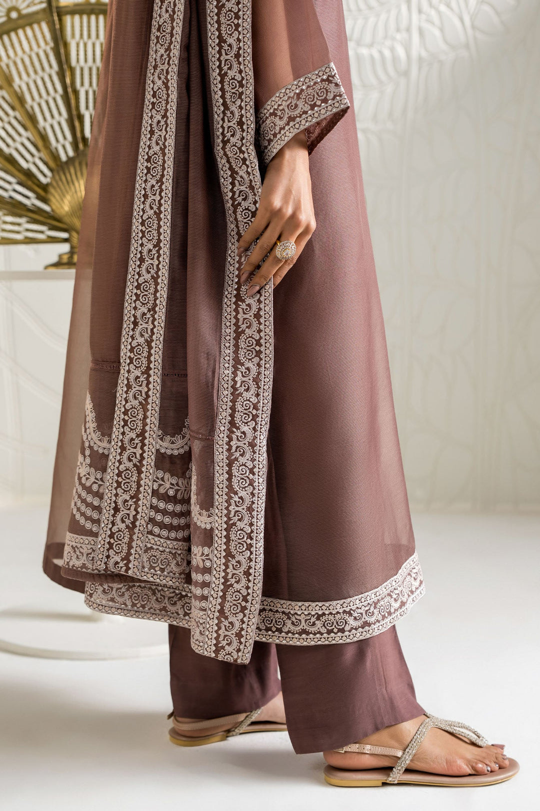 Cross Stitch - Net Mulberry Mist Suit For Women - Brown - 2 Piece