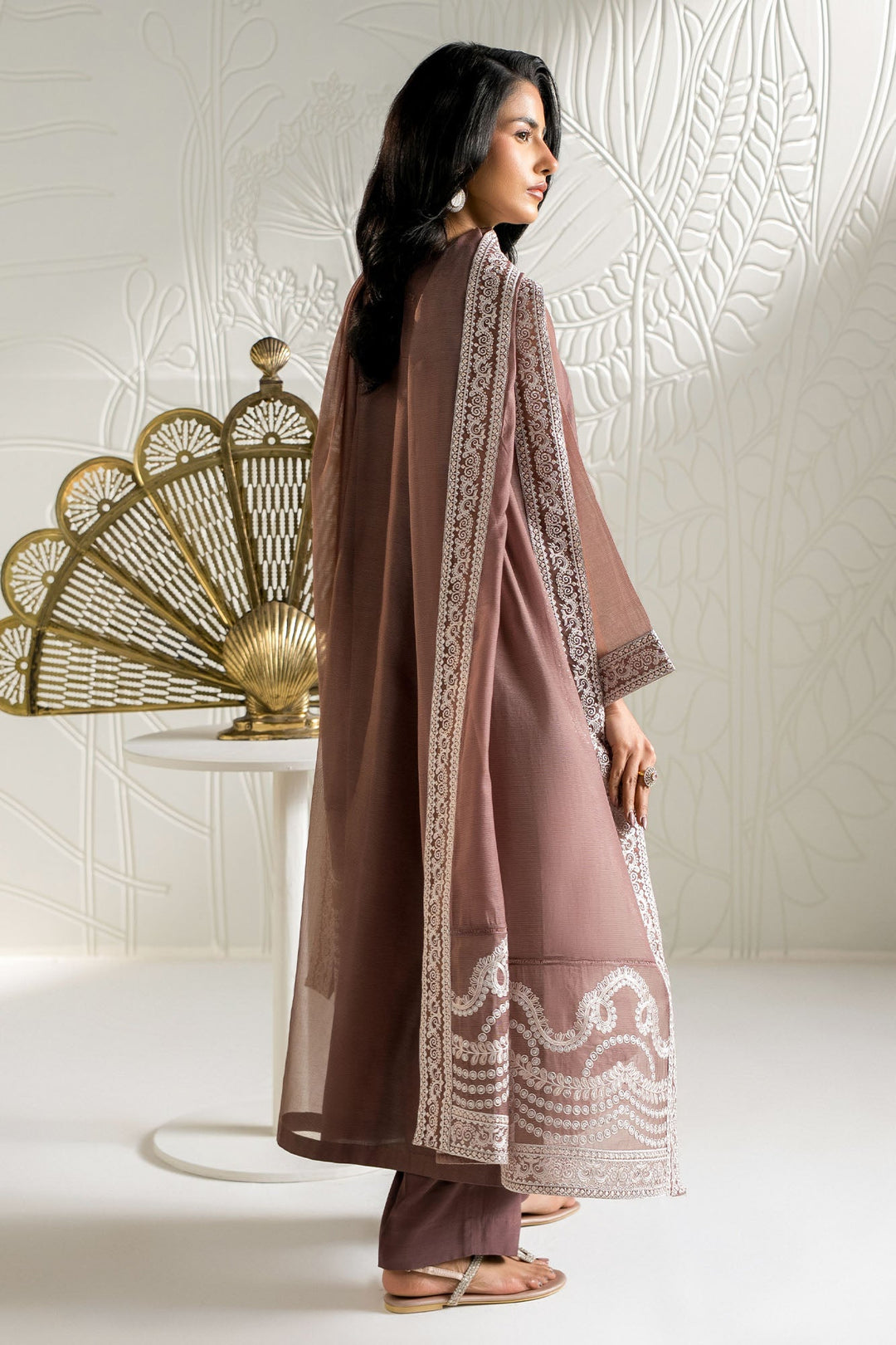 Cross Stitch - Net Mulberry Mist Suit For Women - Brown - 2 Piece