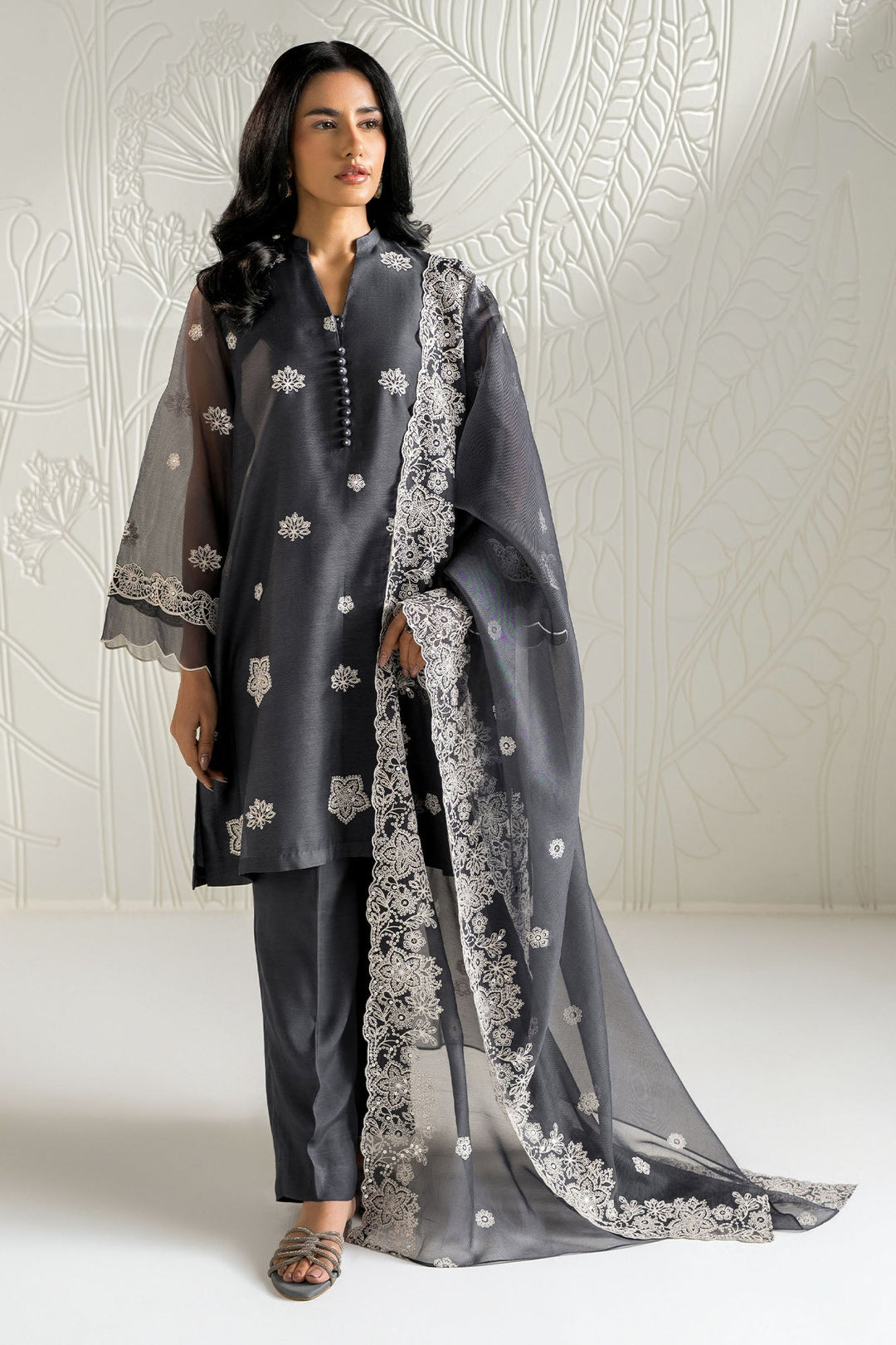 Cross Stitch - Net Navy Gleam  Suit For Women - Blue - 2 Piece