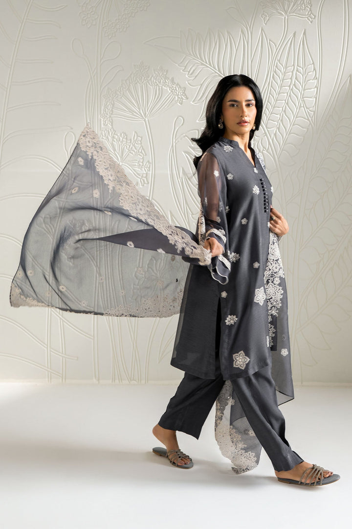 Cross Stitch - Net Navy Gleam  Suit For Women - Blue - 2 Piece