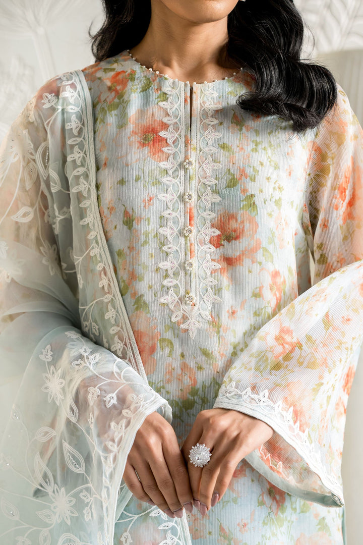 Cross Stitch - Net Serene Florals Suit For Women - Blue - 2 Piece
