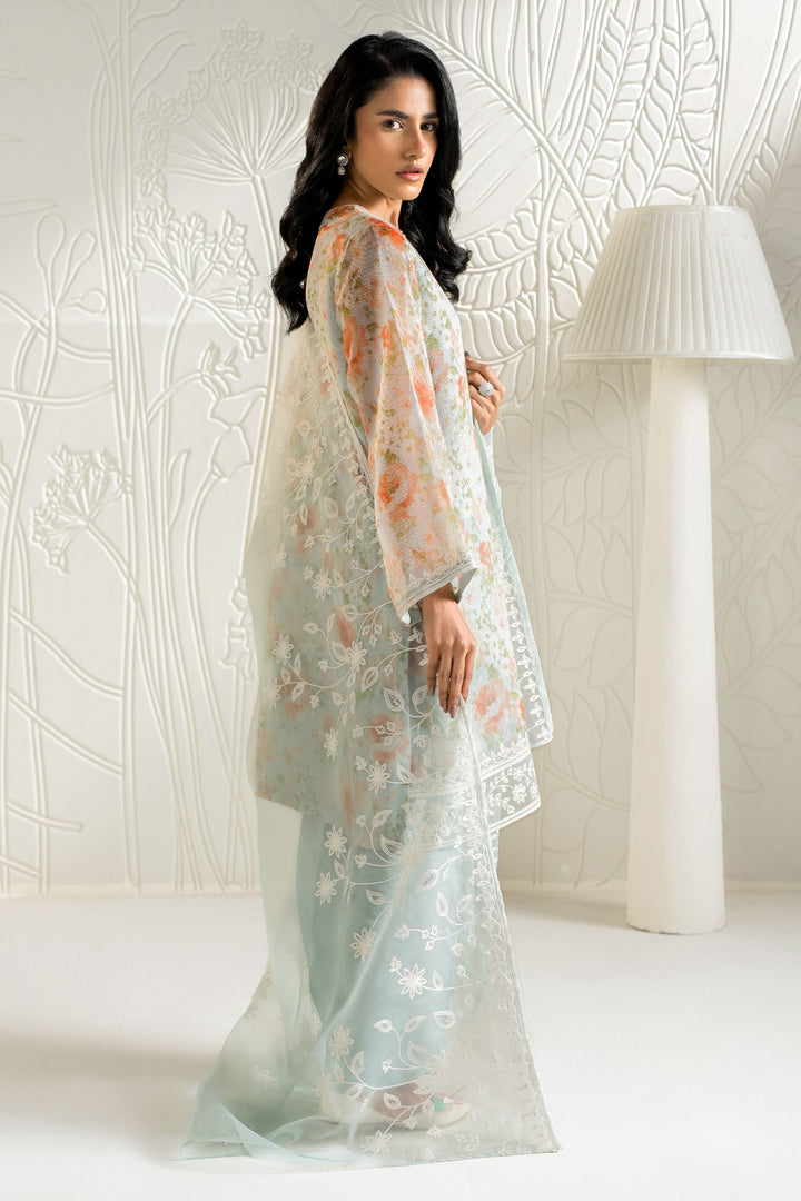 Cross Stitch - Net Serene Florals Suit For Women - Blue - 2 Piece