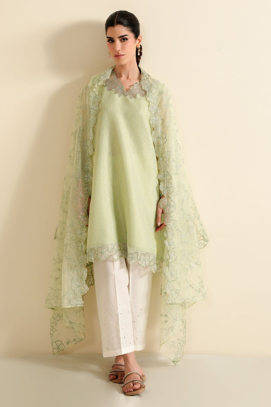 Cross Stitch - Net Spring Dew Suit For Women - Green - 2 Piece
