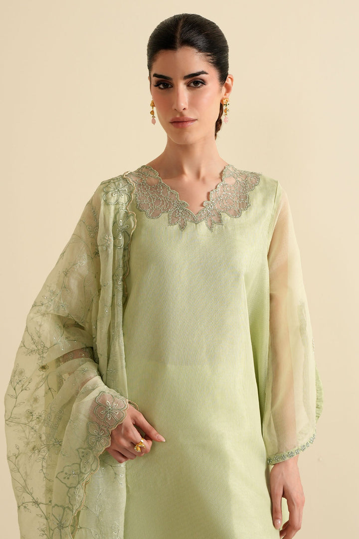 Cross Stitch - Net Spring Dew Suit For Women - Green - 2 Piece