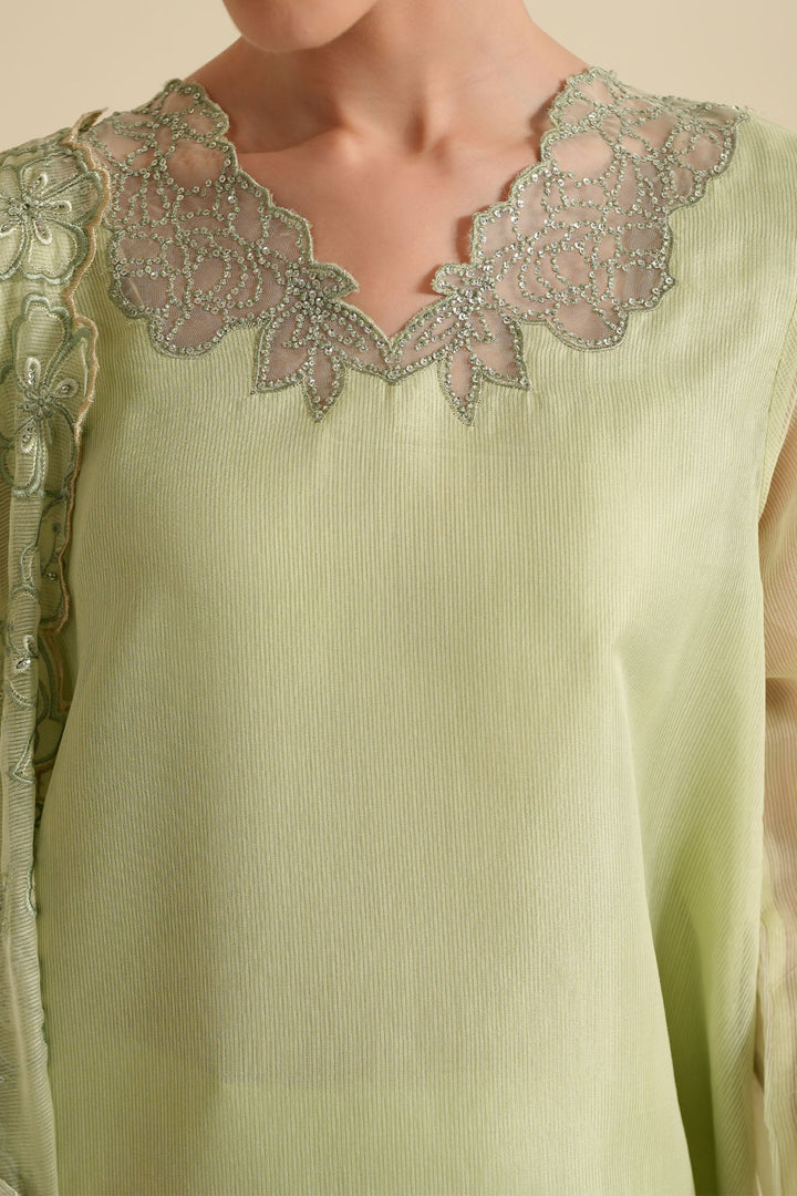 Cross Stitch - Net Spring Dew Suit For Women - Green - 2 Piece