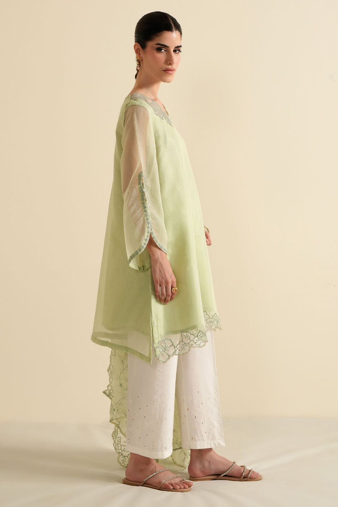 Cross Stitch - Net Spring Dew Suit For Women - Green - 2 Piece