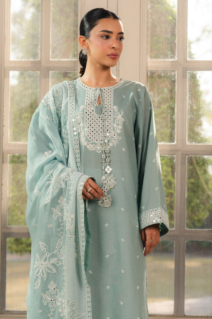 Cross Stitch - Nile Blue Cambric Suit For Women - Green - 2 Piece
