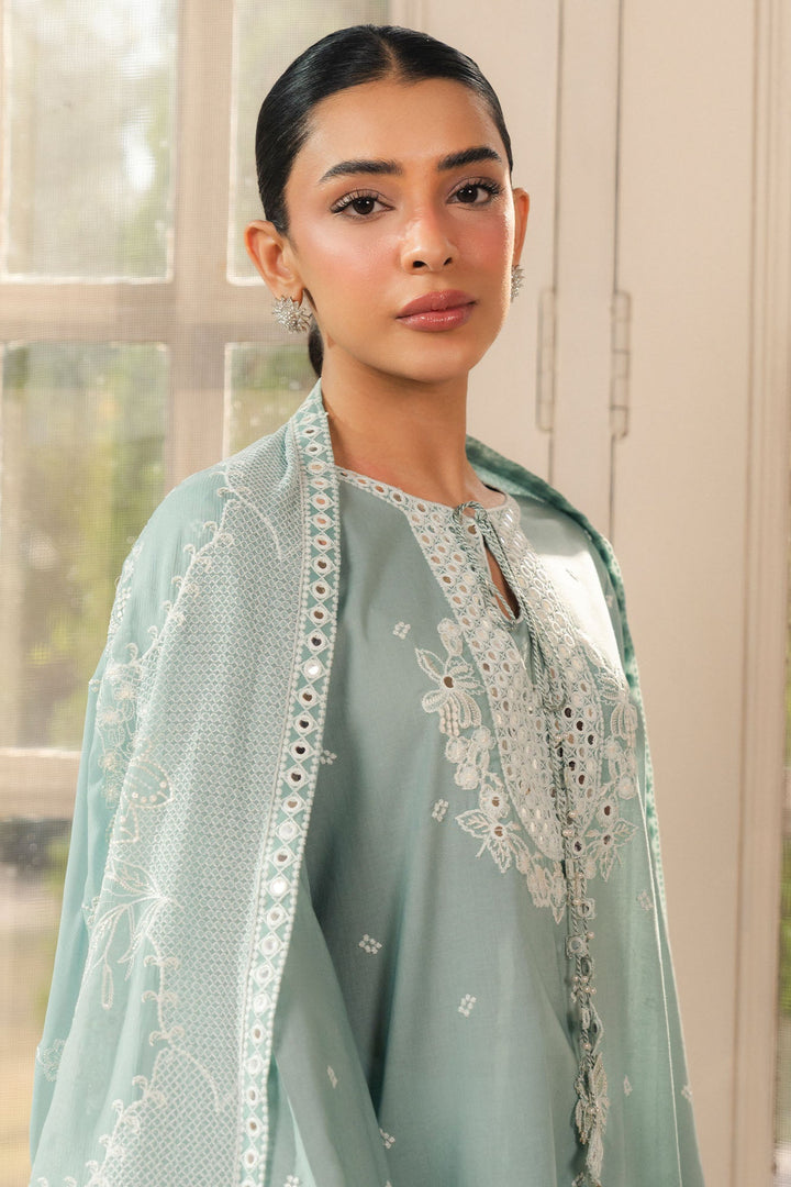 Cross Stitch - Nile Blue Cambric Suit For Women - Green - 2 Piece