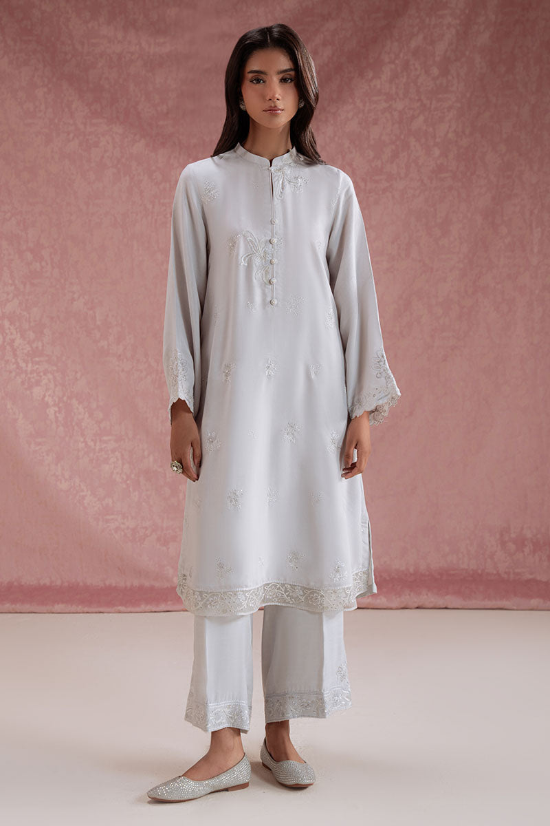 Cross Stitch - Nimbus Snow Silk Suit For Women - Grey - 2 Piece