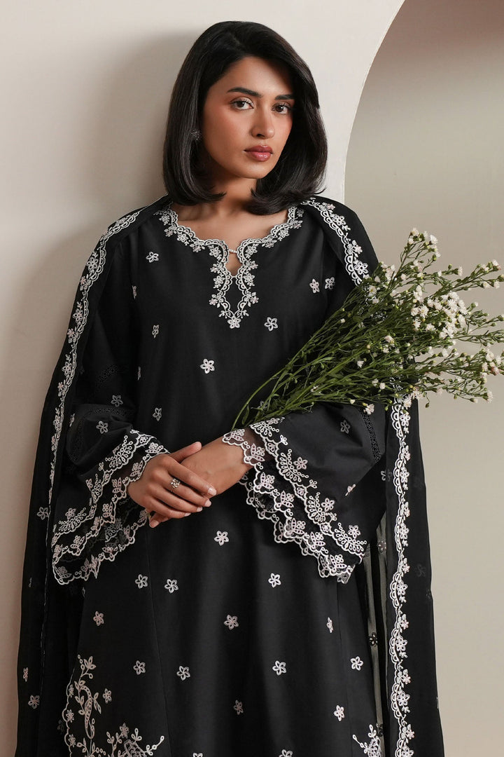 Cross Stitch - Noir Canvas Embroidered Lawn Unstitch Suit For Women - 3 Piece